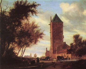  tower Oil Painting - Tower at the Road landscape Salomon van Ruysdael